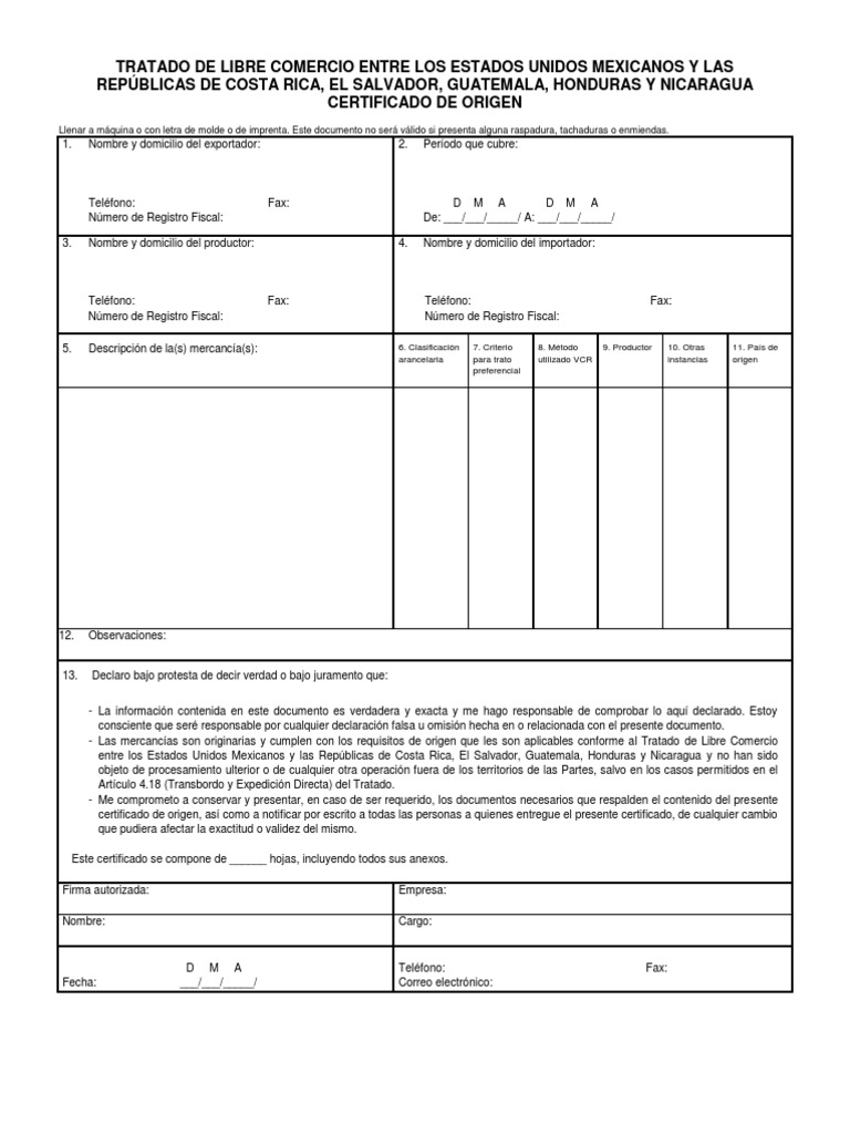 certificado origen tlc tlc unico mexicocentroamerica[1][1].pdf Nicaragua Mexico