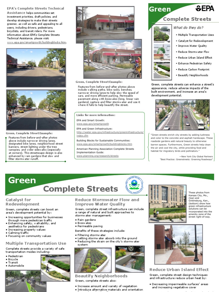 Green, Complete Streets | PDF | Street | Stormwater