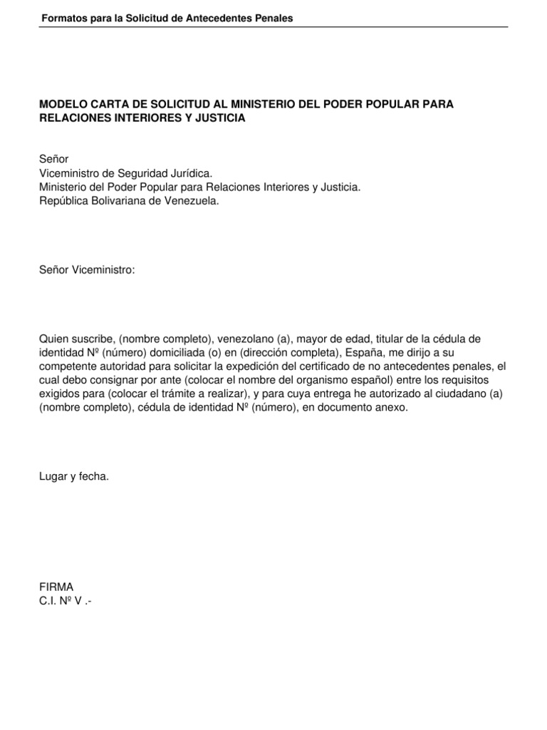 Formatos Para La Solicitud De Antecedentes Penales Pdf Gobierno Politica General