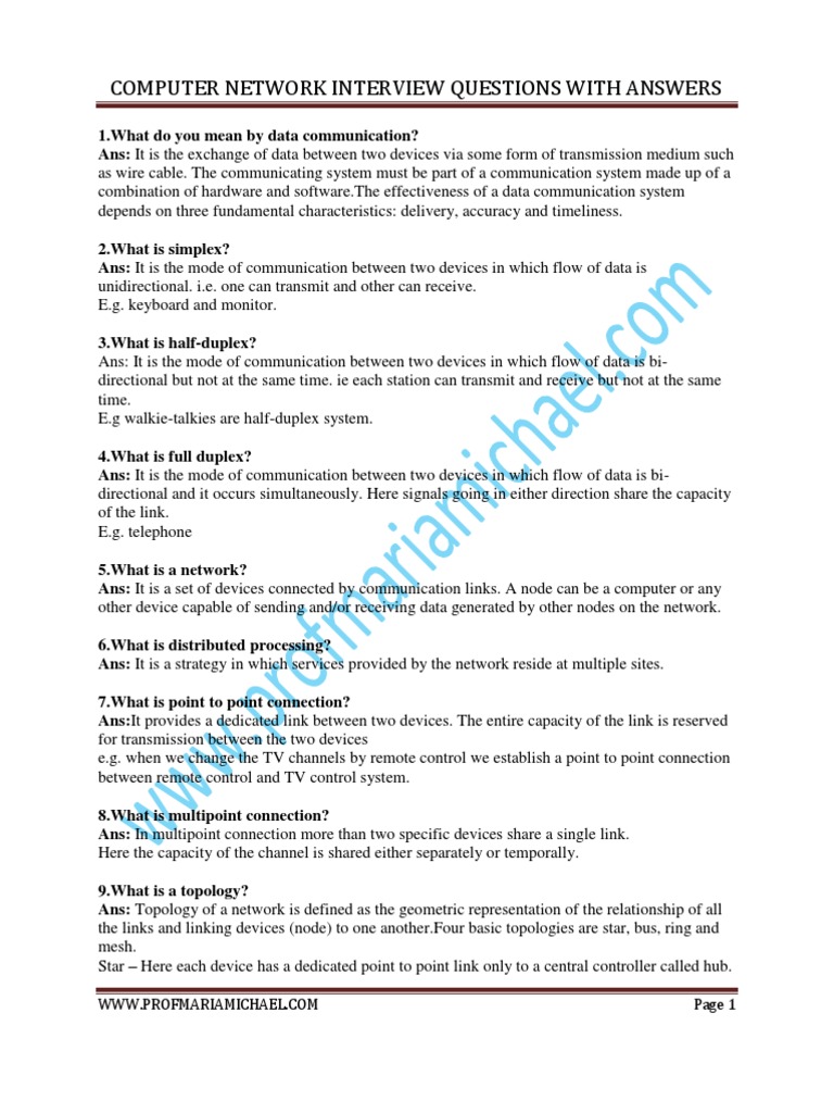 Networking Interview Questions PDF