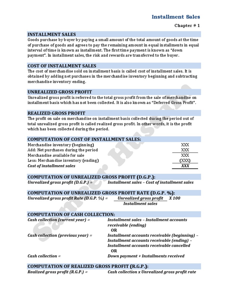1 Installment Sales | PDF | Inventory Valuation | Debits And Credits