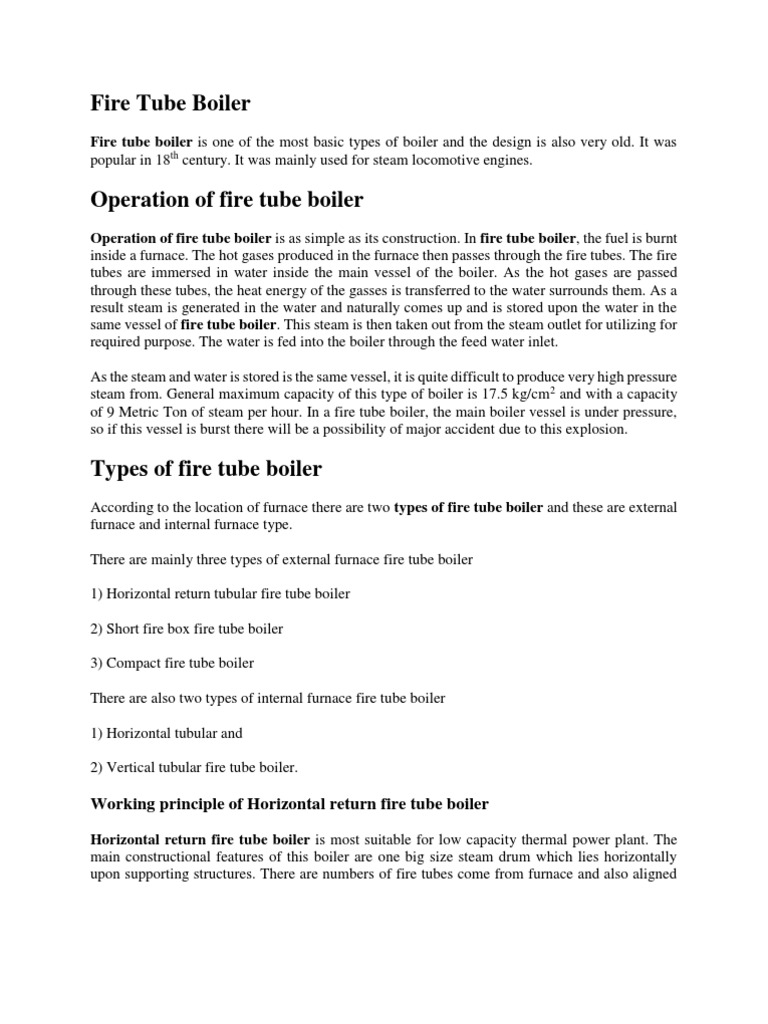 Fire Tube & Water Tube Boiler PDF Boiler Steam