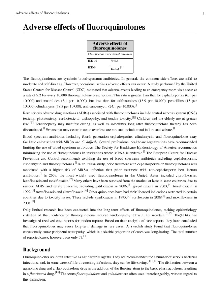 Fluoroquinolone Adverse Effects Overview | PDF | Medical Specialties ...