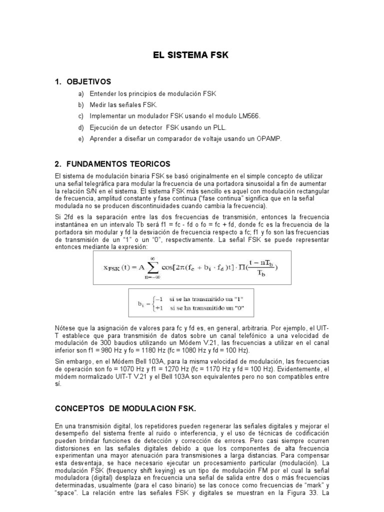 Principios y Aplicaciones de FSK | PDF | Modulación | Módem