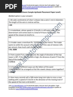 Sonata Software Sample Aptitude Placement Paper Level1