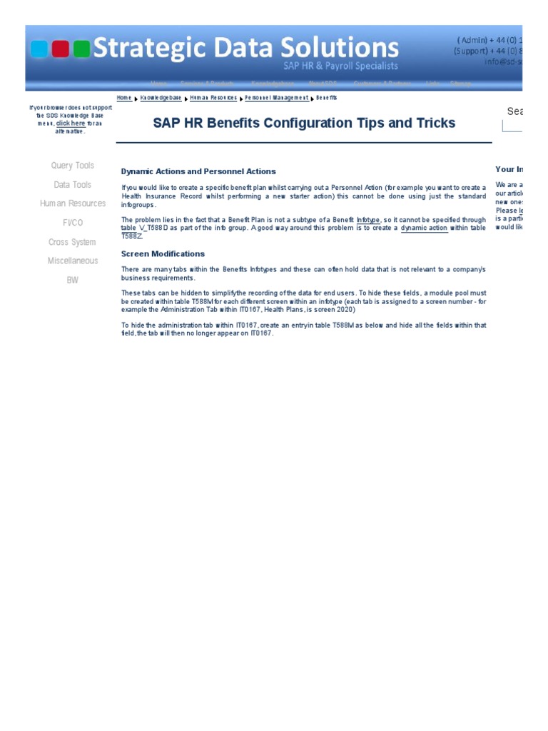 SAP HR Benefits Configuration PDF Areas Of Computer Science