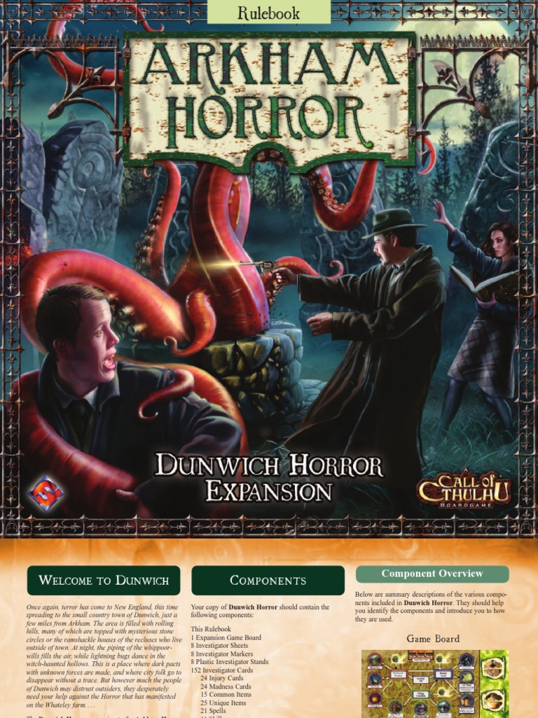 Arkham Horror Dunwich Horror Rules English | PDF | Cthulhu Mythos | H. P.  Lovecraft