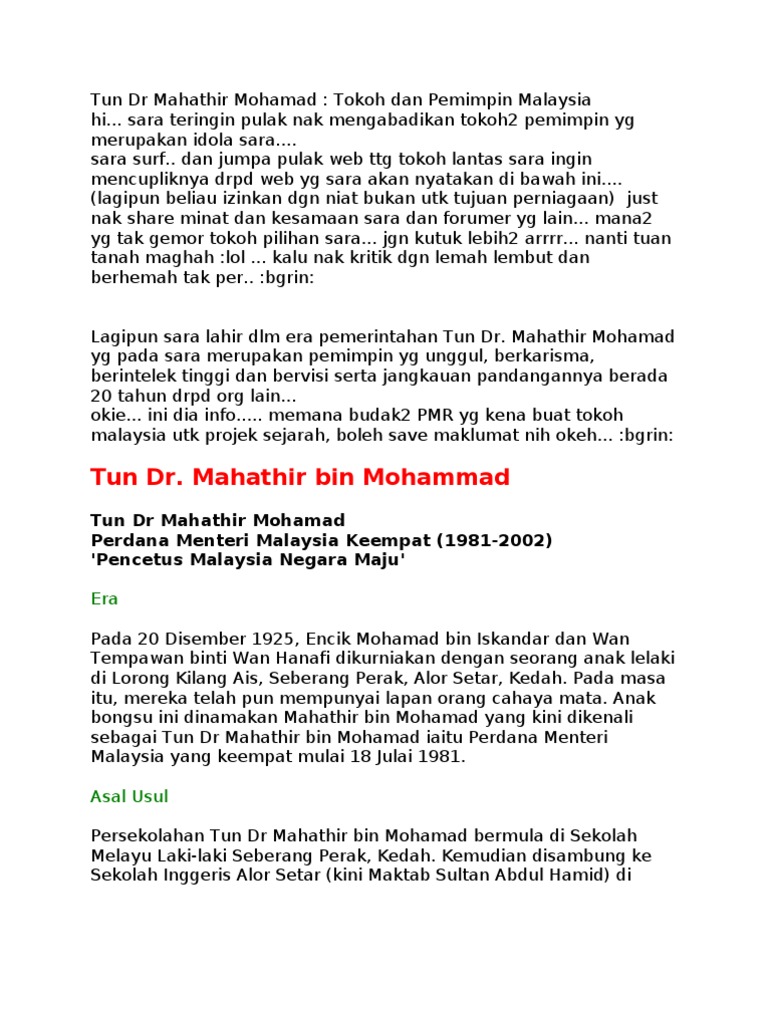 Tun Dr Mahathir Mohamad Pdf