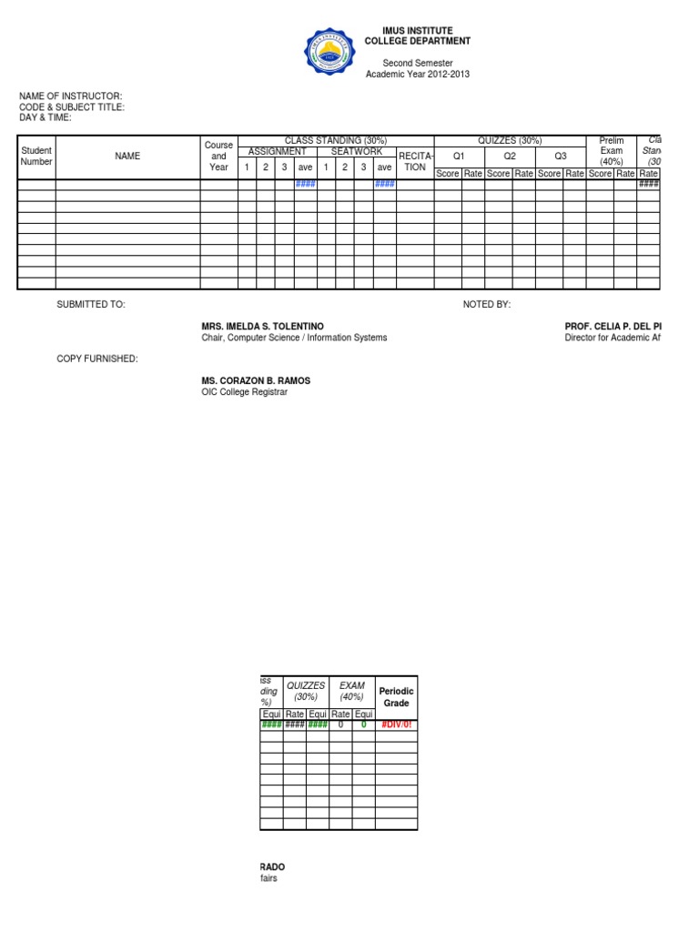 Updated Sample Grading Sheet | PDF | Behavior Modification | Schools
