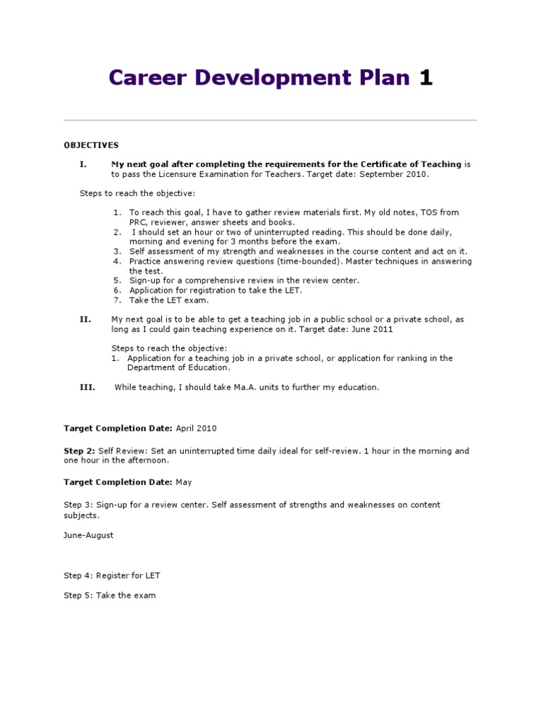 Career Development Plan Template | PDF | Career & Growth | Self-Improvement