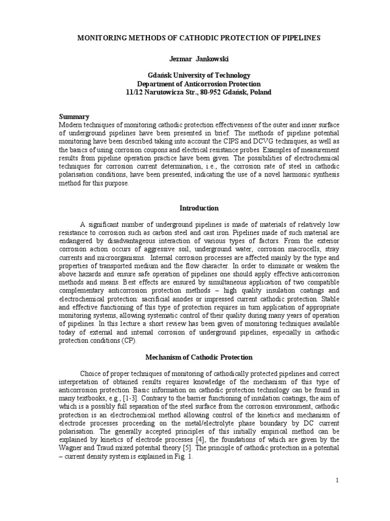 Cathodic Protection Monitoring Techniques | PDF | Corrosion | Anode