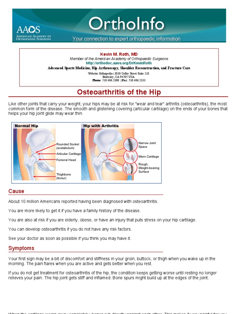 Osteoarthritis of The Hip Orthoinfo Aaos PDF Osteoarthritis Joint