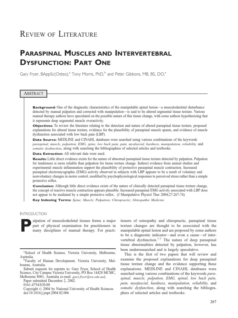 Paraspinal Muscles and Intervertebral Dysfunction-part 1