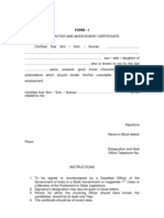 Character Certificate Format by Gazetted Officer