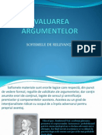 EVALUAREA ARGUMENTELOR Sofisme