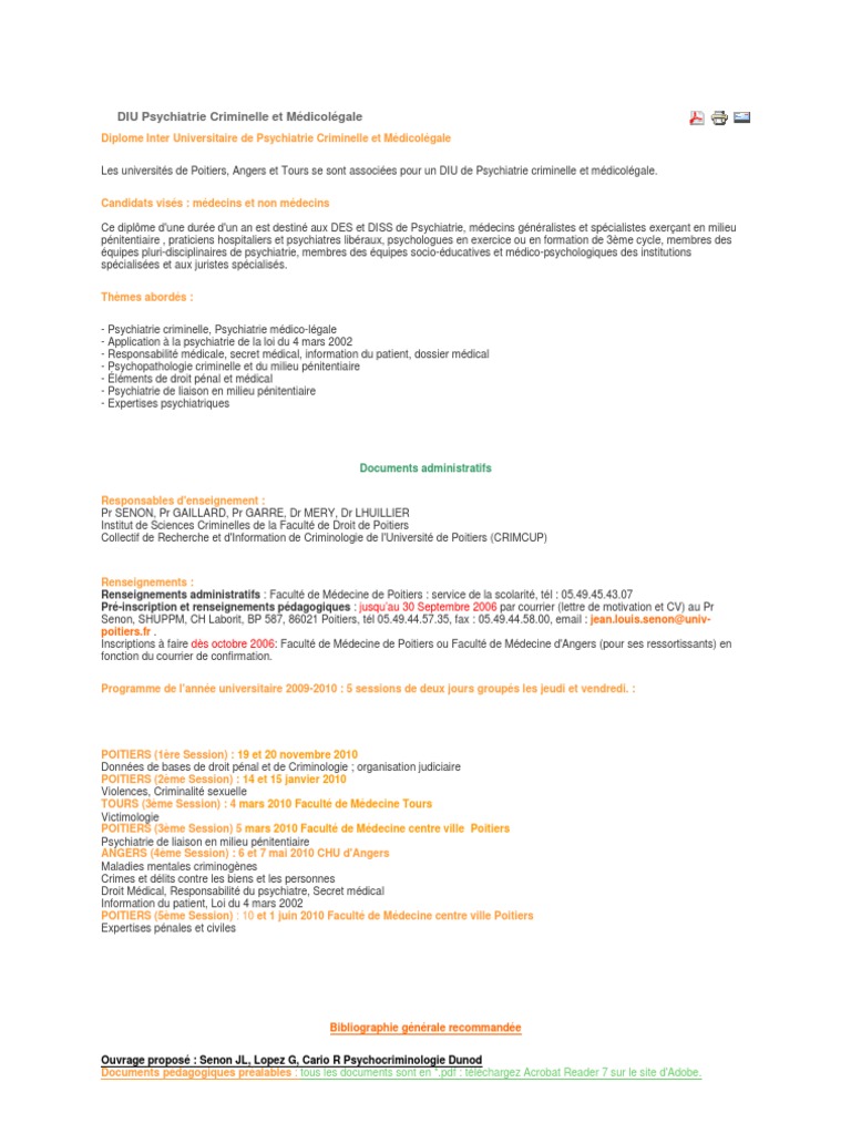 diplome universitaire en psychiatrie