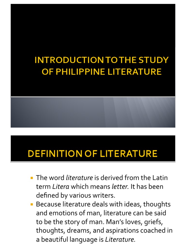 Introduction to Philippine Literature Epic Poetry Poetry