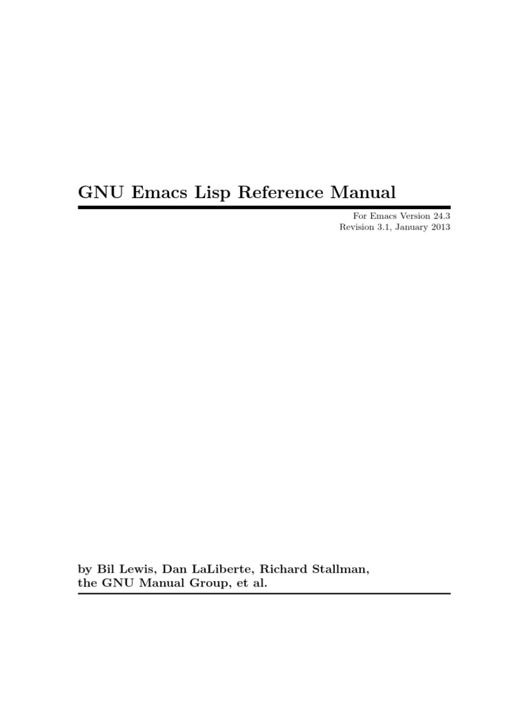 GNU Emacs Lisp Reference | PDF