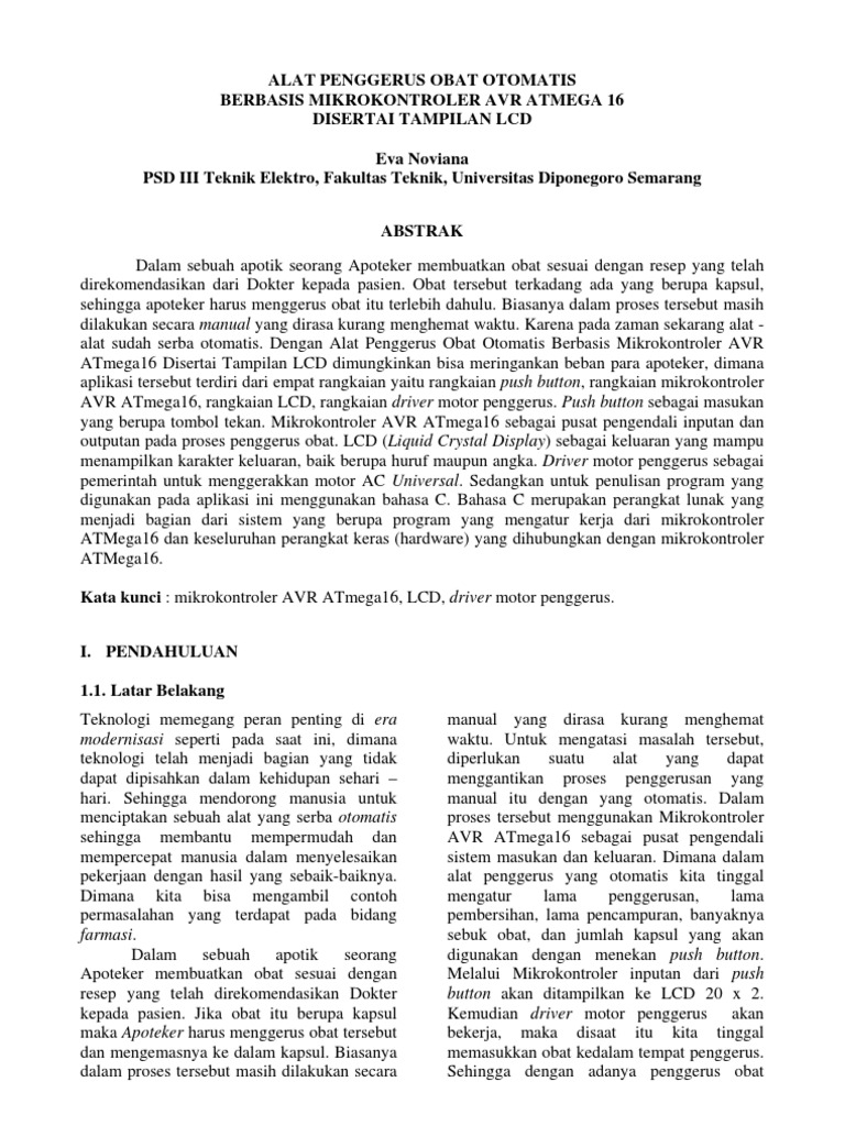 Alat Penggerus Obat Otomatis Mikrokontroler | PDF | Komputer ...