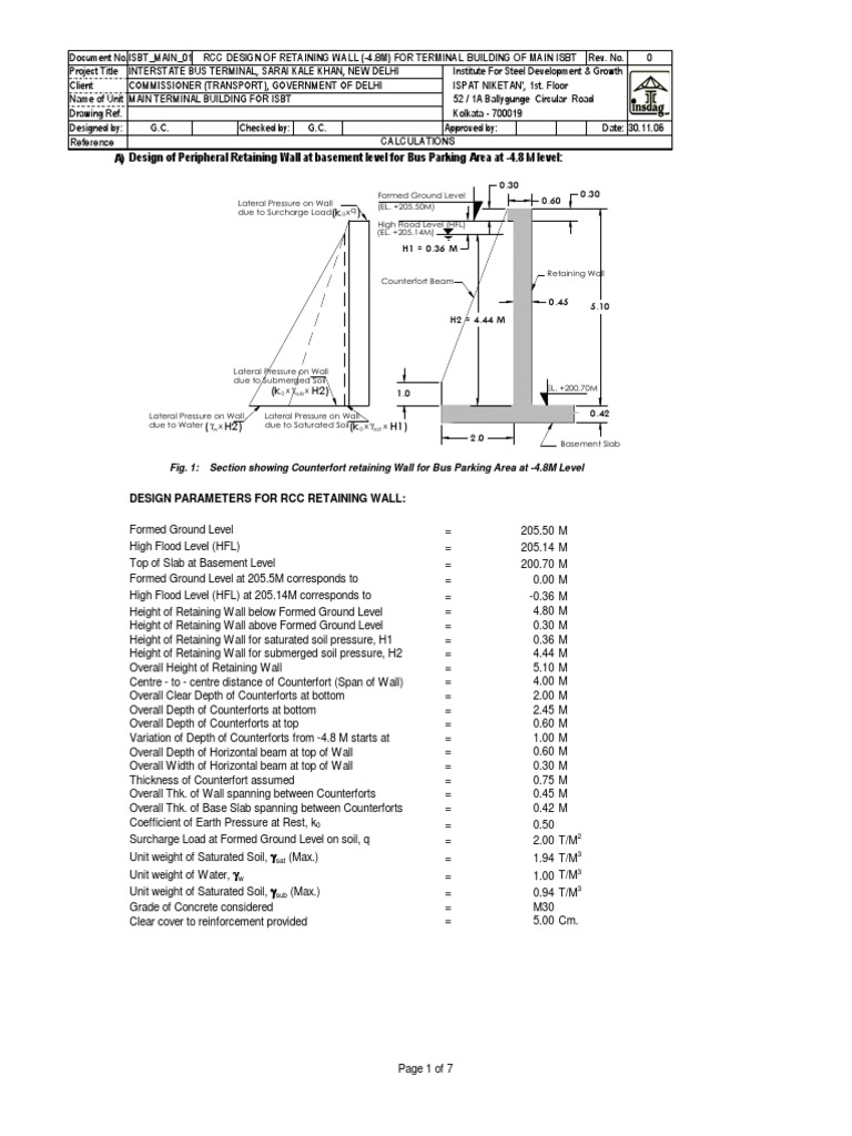 Retaining Counterfort Wall Design Bending Deep Foundation