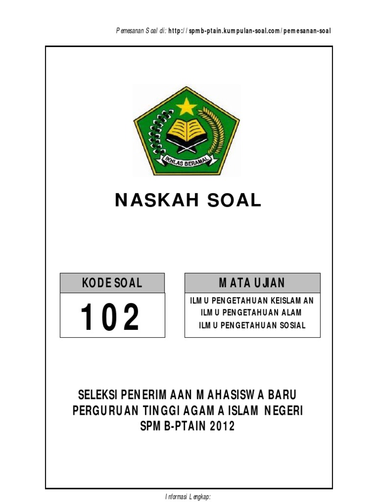 38 Soal Tes Wawasan Keislaman Spmb Ptain 2012 No 19 21