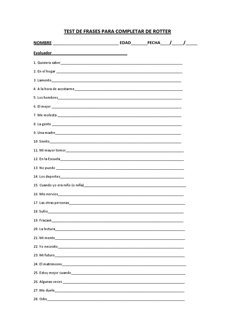 Test de Frases Para Completar de Rotter
