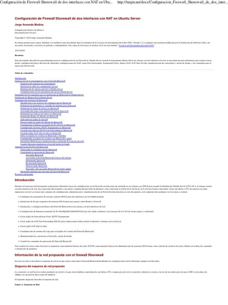Configuración de Firewall Shorewall de Dos Interfaces Con NAT en Ubuntu ...