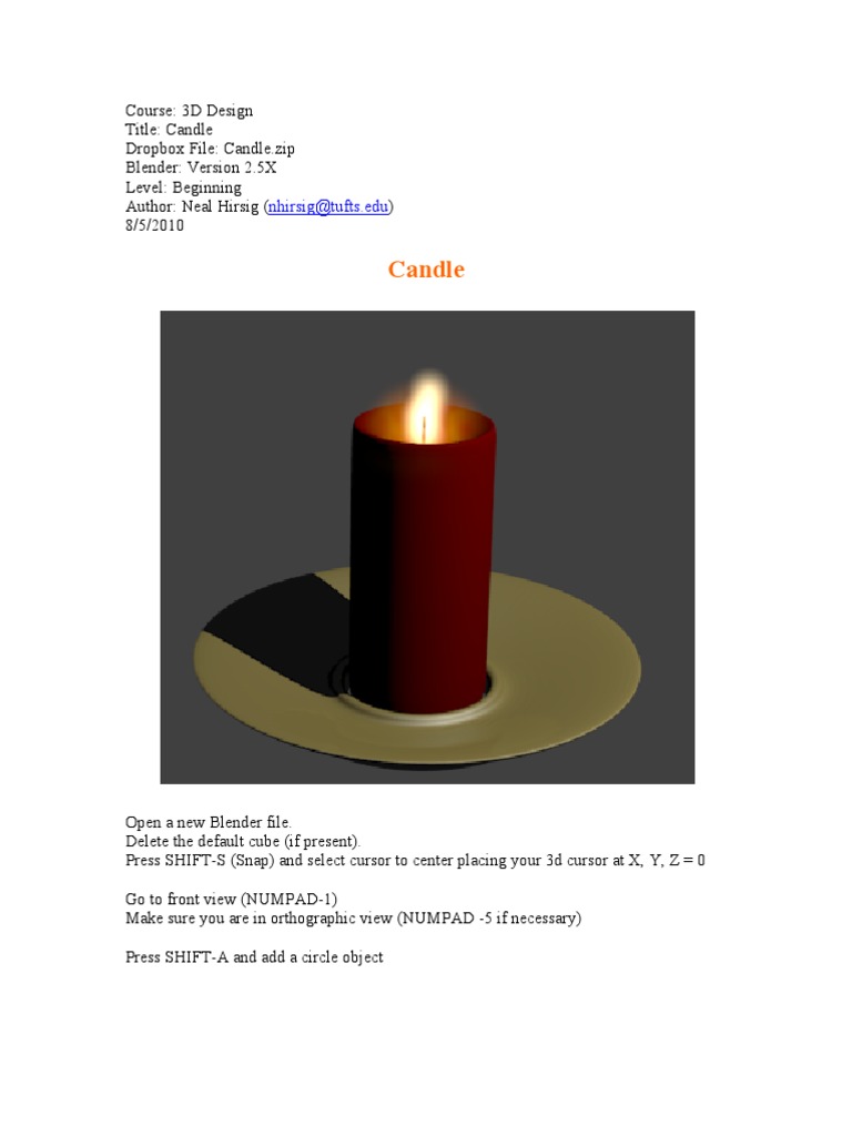 blender candle modeling tutorial Rendering Graphics