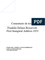 Comentario de Texto Franklin Delano Roosevelt. First Inaugural Address.1933