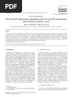 The Material Requirements Planning System For Aircraft Maintenance and Inventory Control