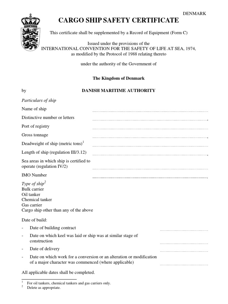 Ship Equipment Safety Certificates