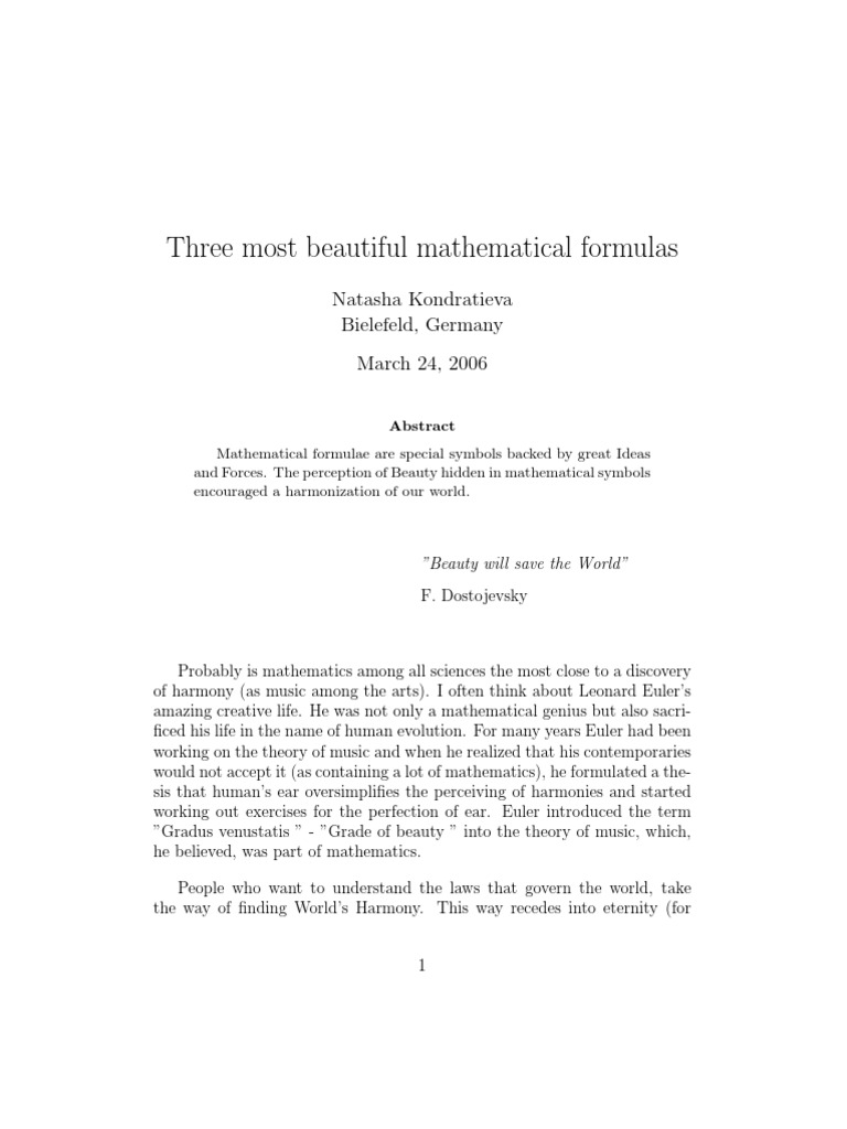 Most Beautiful Mathematical Formulas | PDF | Dynamical System ...