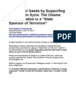 Fighting Al Qaeda by Supporting Al Qaeda in Syria - The Obama Administration is a “State Sponsor of Terrorism”