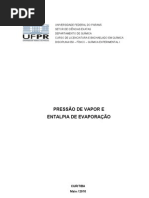 RELATÓRIO PRESSÃO DE VAPOR E ENTALPIA DE EVAPORAÇÃO