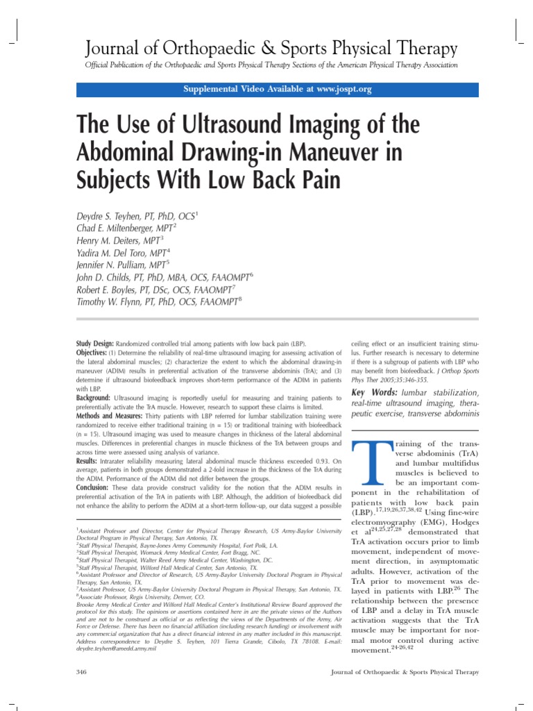 The Use of Ultrasound Imaging of The Abdominal Drawing In Maneuver in