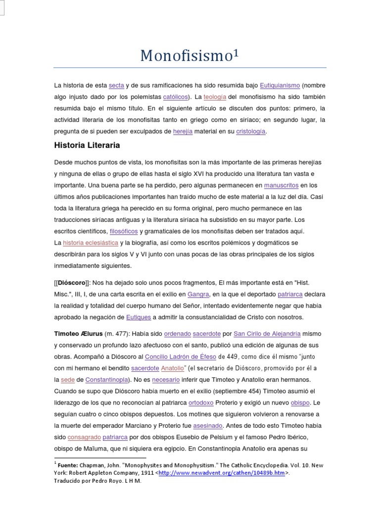 Historia del Monofisismo y su Teología | PDF | Justiniano I | Consejo ...