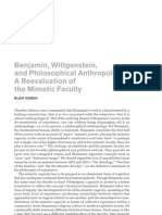 Blair Ogden 
Benjamin, Wittgenstein, and Philosophical Anthropology