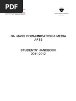 Ba Mass Communication & Media Arts Student's Handbook 2011-2012