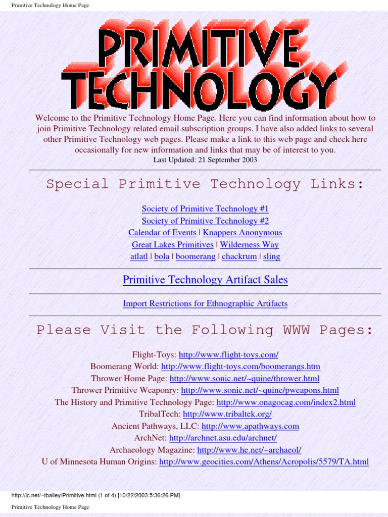 Primitive Technology 2003 | PDF | Armed Conflict | Science