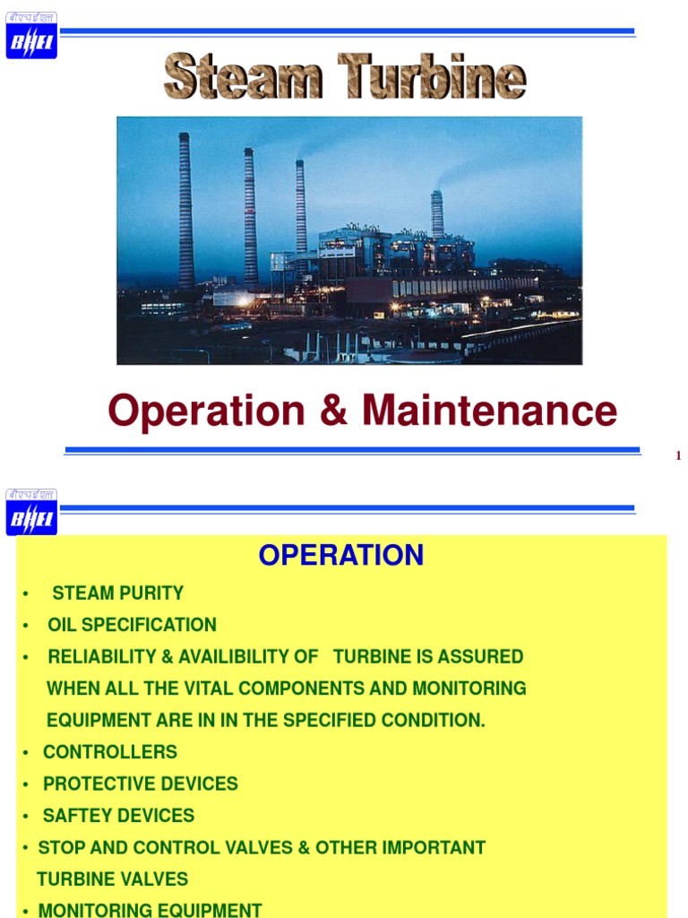 Steam Turbine Operation & Maintenance Guide | PDF | Reliability ...
