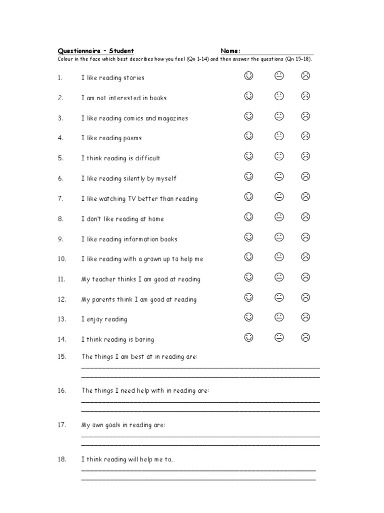 CHN Reading Questionnaire | PDF