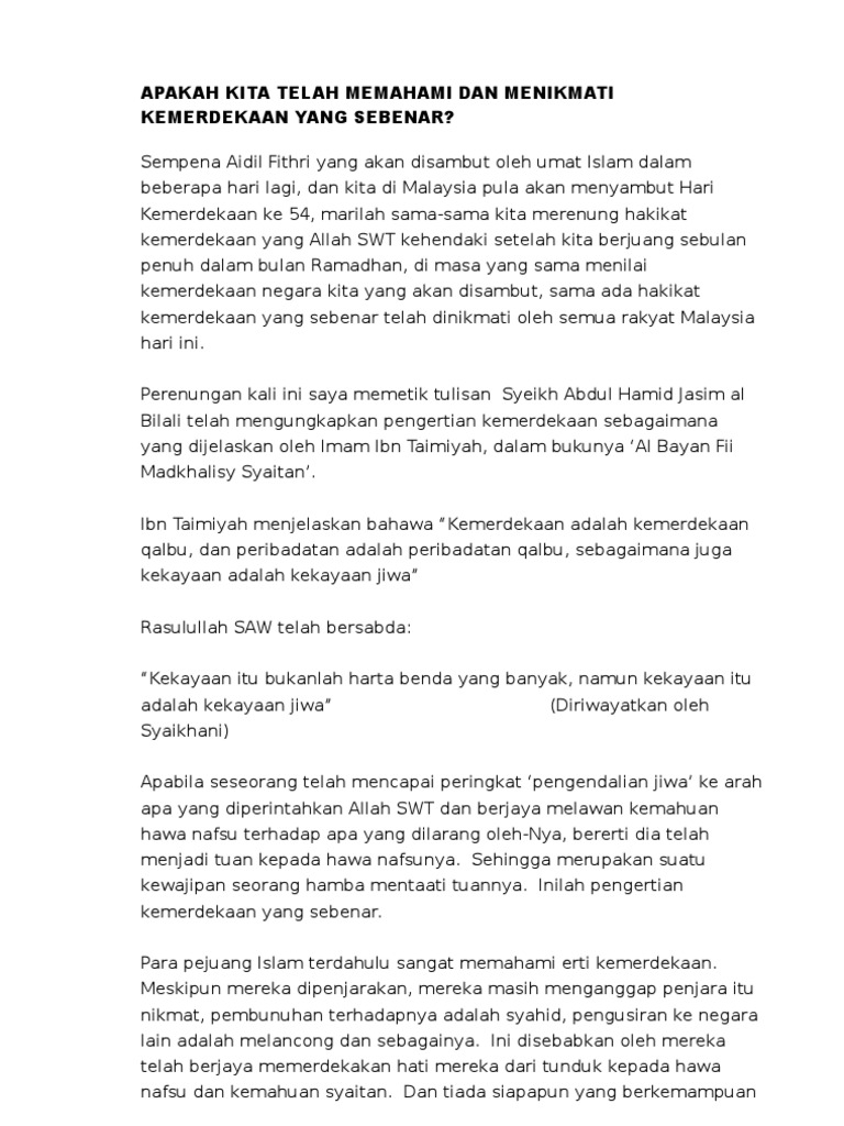 Apakah Erti Kemerdekaan Pdf