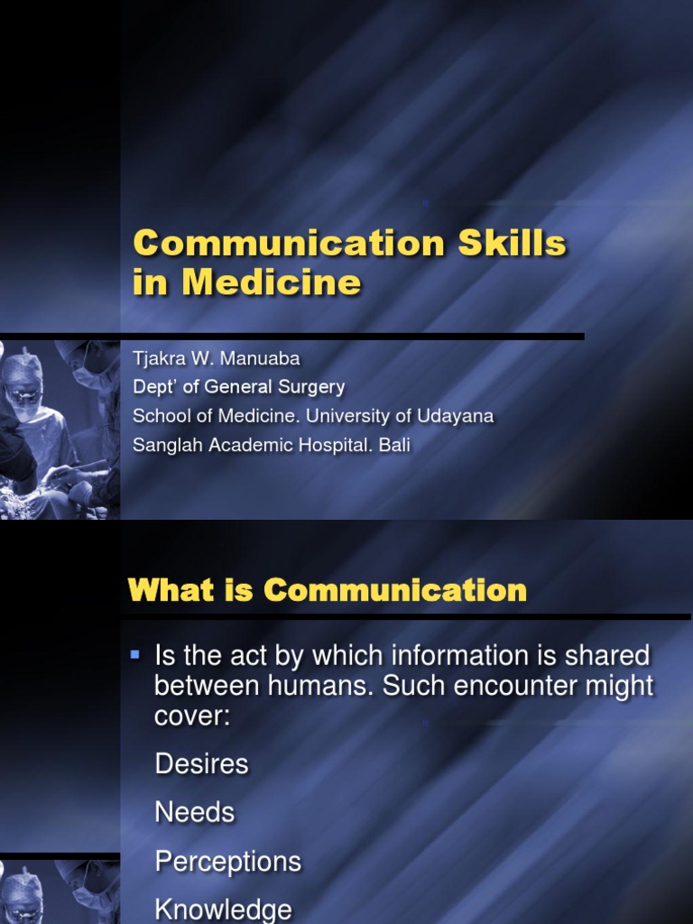 Communication Skills in Medicine | PDF