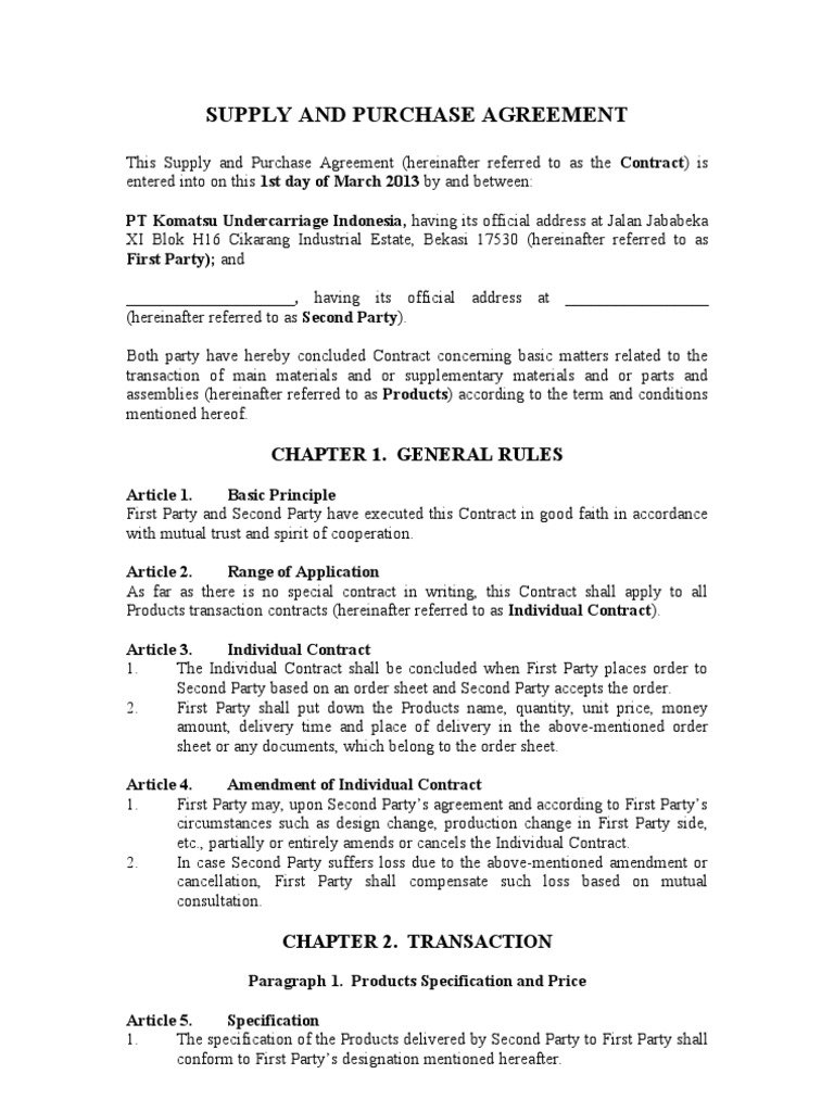 Master Sale and Purchase Agreement KUI Maret13 PDF Contractual