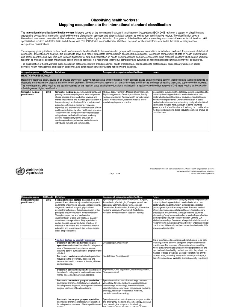 Health Worker Classification Overview | PDF | Physical Therapy | Health ...