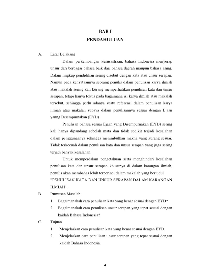 penulisan kata dan unsur serapan dalam karangan ilmiah