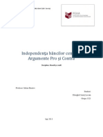 Independenta Bancilor Centrale Argumente Pro Si Contra