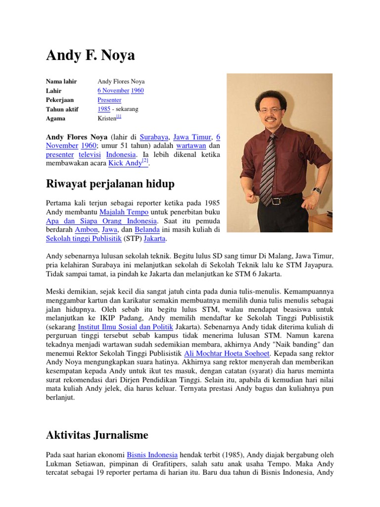 Andy F Noya Riwayat Perjalanan Hidup