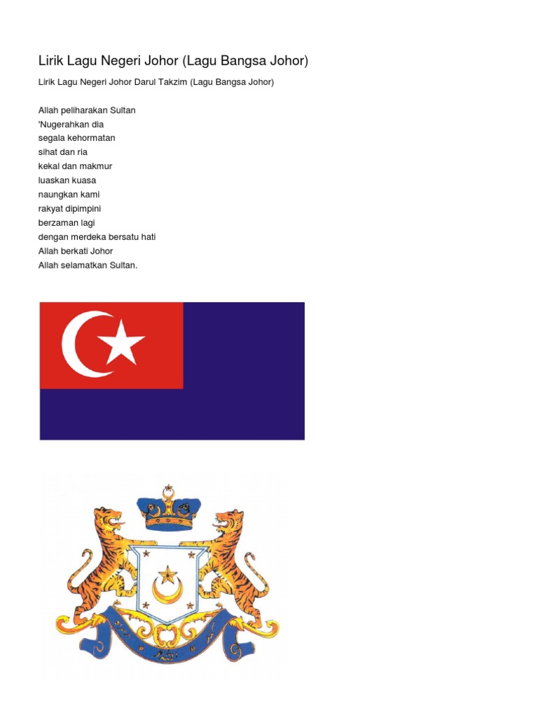 Lirik Lagu Negeri Johor