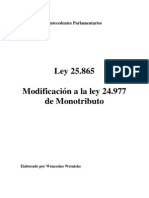 Ley 25.865. Antecedentes Parlamentarios. Argentina